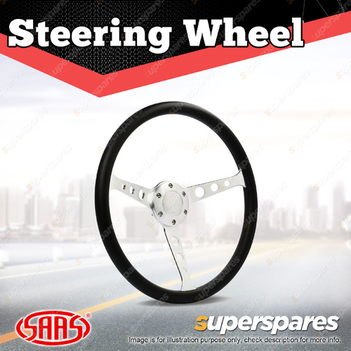 SAAS Steering Wheel Polyurethane 15 inch Classic Brushed Alloy With Holes ADR