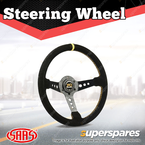 SAAS Steering Wheel Suede SRD 14 inch Deep Dish Black With Holes Indicator ADR