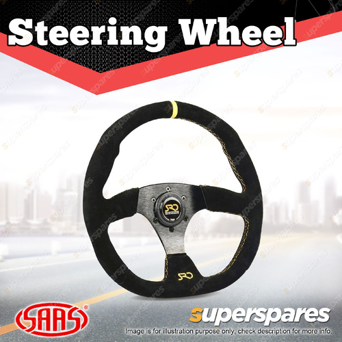 SAAS Steering Wheel Suede SRD 14 inch Black Flat Bottom + Indicator ADR