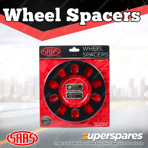 SAAS Wheel Spacers Universal 5 Stud 12mm Thickness Black - in a Pack of 2