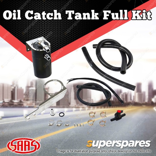 SAAS Oil Catch Tank Full Kit Black Can for Toyota Landcruiser 100 Series 1HZ