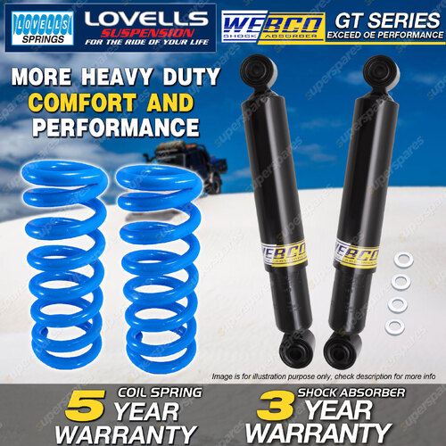 Rear Webco HD Shock Absorber Lovells Raised Spring for NISSAN PATHFINDER R50 3.3