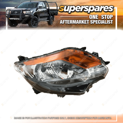 Superspares Right Black Headlight for Mitsubishi Triton MQ With Orange Reflector