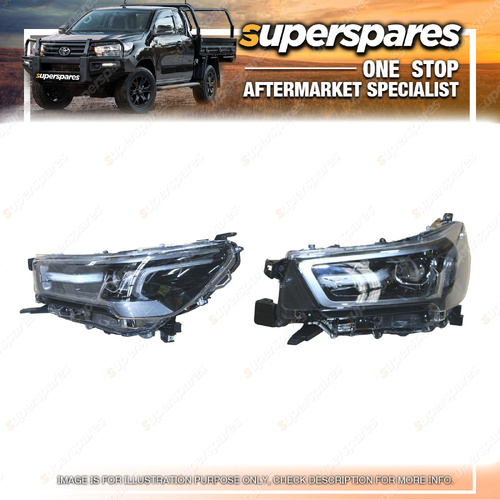 Superspares LH Headlight for Toyota Hilux TGN KUN GGN GUN Ddark Grey Surround