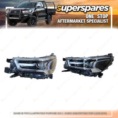 Superspares LH Headlight for Toyota Hilux TGN KUN GGN GUN 20-On Chrome Surround