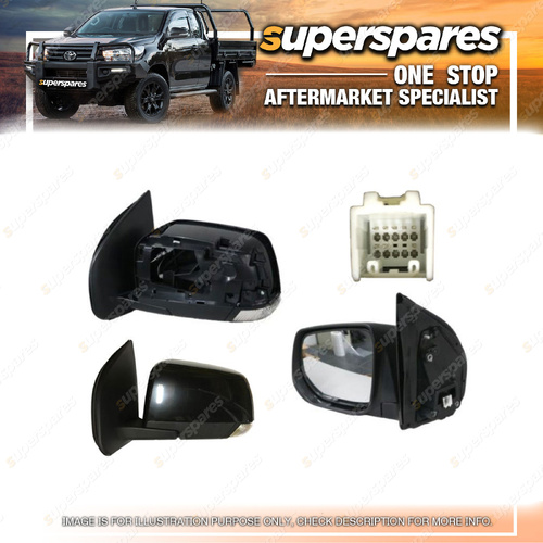 Superspares Left Hand Side Door Mirror for Isuzu MU-X RF 11/2013-01/2017 Black