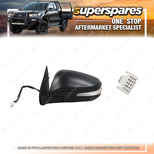 Superspares Left Hand Side Door Mirror for Toyota Hilux GGN GUN 07/2015-On Black