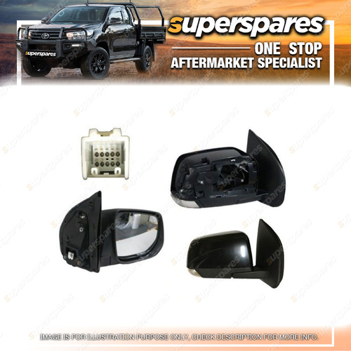 Superspares Right Hand Side Door Mirror for Isuzu MU-X RF 11/2013-01/2017 Black