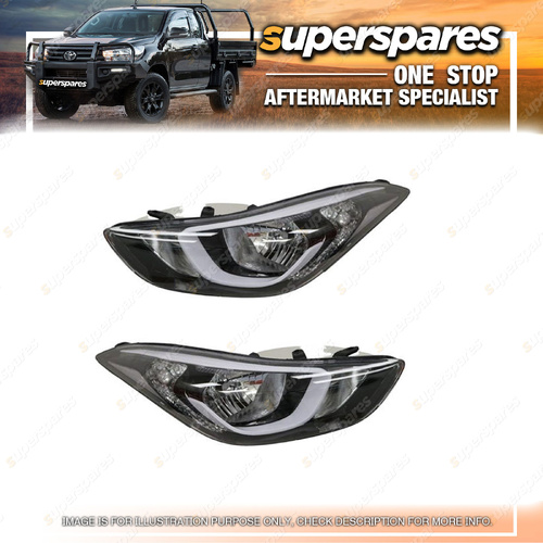 Right & Left Hand Side Headlights for Hyundai Elantra MD 10/2013-11/2015