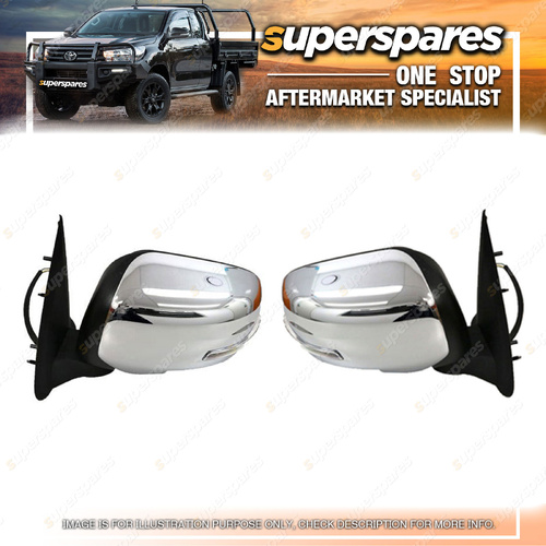 Right & Left Door Mirrors Chrome for Mitsubishi Triton MQ 01/2015-10/2018