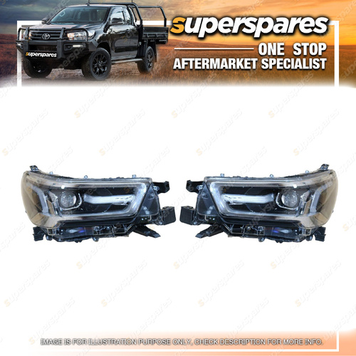 Right & Left Headlights for Toyota Hilux TGN KUN GGN GUN 05/2020-On Chrome
