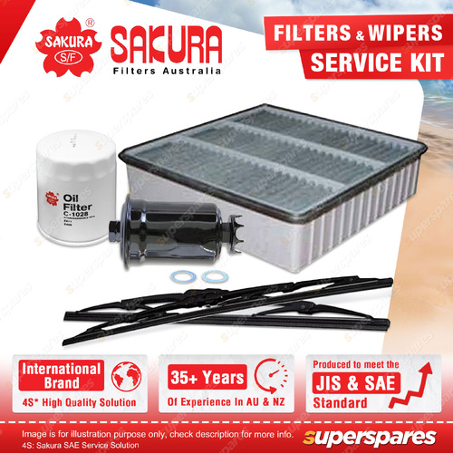 Sakura Front Wiper Blades & Filter Service Kit for Proton Jumbuck C97P 1.5L