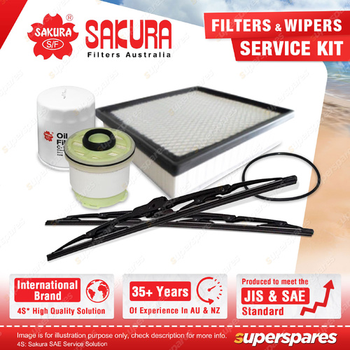 Sakura Front Wiper Blades & Filter Service Kit for Mitsubishi Triton MQ 2.4L