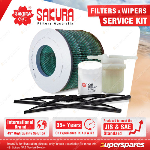 Sakura Front Wiper Blades & Filter Service Kit for Toyota Landcruiser FJ40 45 55