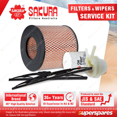 Sakura Front Wiper Blades & Filter Service Kit for Toyota 4 Runner RN130