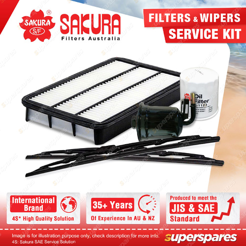 Sakura Front Wiper Blades & Filter Service Kit for Toyota Camry MCV20R 3.0L