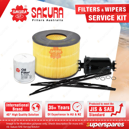 Sakura Front Wiper Blades & Filter Service Kit for Toyota Landcruiser RZJ95R