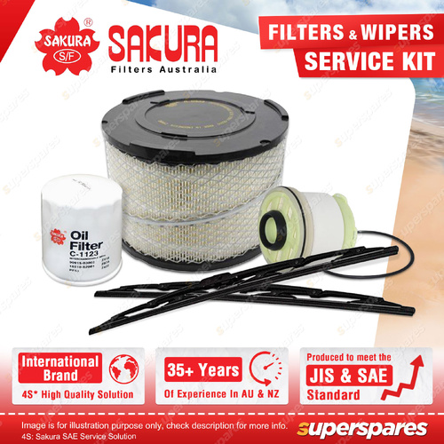 Sakura Front Wiper Blades & Filter Service Kit for Toyota Hilux KUN16 KUN26 3.0L