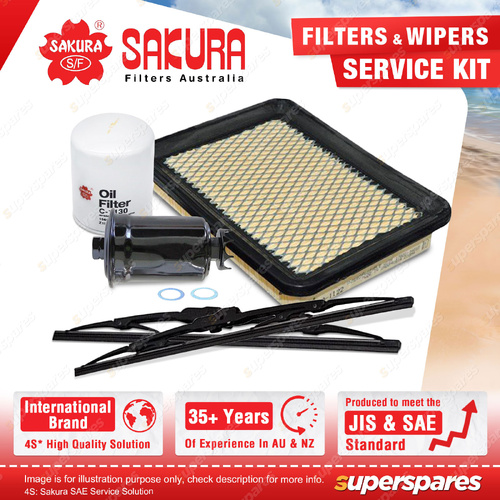 Sakura Front Wiper Blades & Filter Service Kit for Toyota Corolla AE82 1.6L EFI
