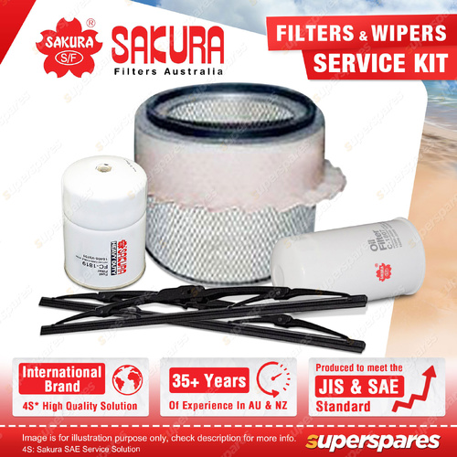 Sakura Front Wiper Blades & Filter Service Kit for Nissan Patrol MQ 3.2L Sleeved