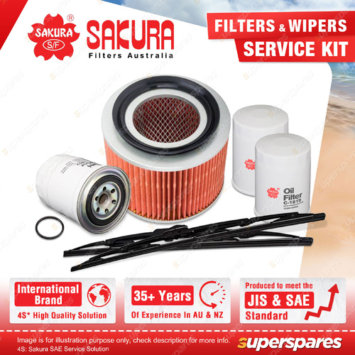 Sakura Front Wiper Blades & Filter Service Kit for Nissan Patrol GU 4.2L 04-07
