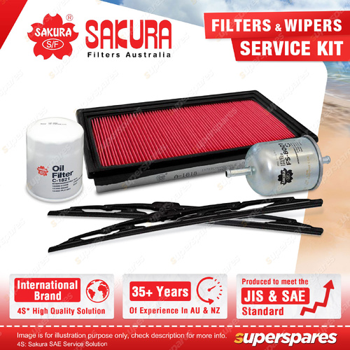 Sakura Wiper Blades & Filter Service Kit for Nissan Navara D22 Pathfinder R50