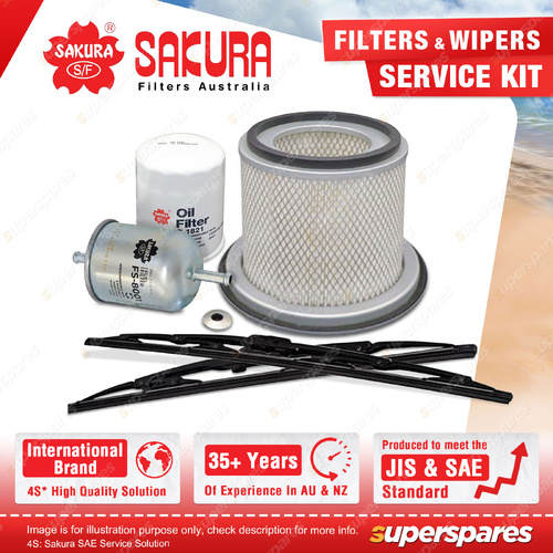 Sakura Front Wiper Blades & Filter Service Kit for Nissan Patrol GU 4.5L
