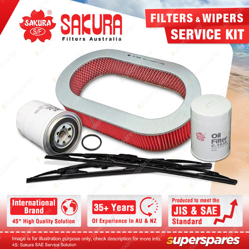 Sakura Front Wiper Blades & Filter Service Kit for Nissan Patrol GU 4.2L 98-00