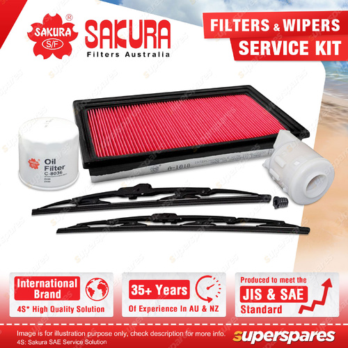 Sakura Front Wiper Blades+Filter Service Kit for Nissan X-Trail T30 Return Line