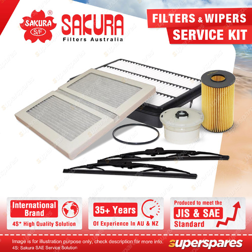 Sakura Wiper Blades & Filter Service Kit for Toyota Landcruiser VDJ76 78 79