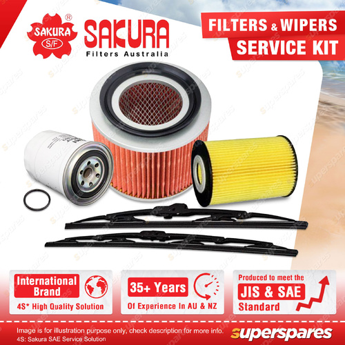 Sakura Front Wiper Blades & Filter Service Kit for Nissan Patrol GU 3.0L