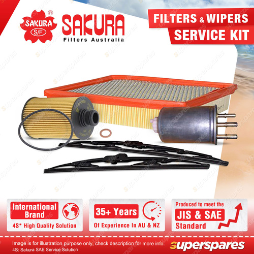 Sakura Front Wiper Blades & Filter Service Kit for Ssangyong Actyon Q150
