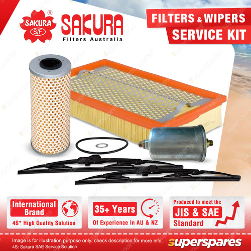 Sakura Front Wiper Blades & Filter Service Kit for Ssangyong Korando 2.3L 98-98