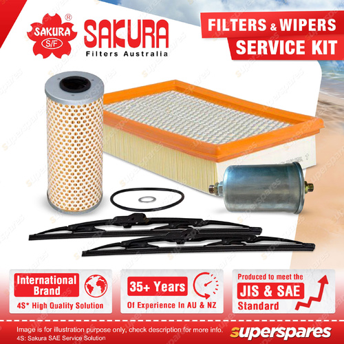 Sakura Front Wiper Blades & Filter Service Kit for Ssangyong Korando 3.2L 98-00
