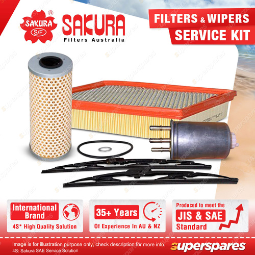 Sakura Front Wiper Blades & Filter Service Kit for Ssangyong Actyon A200
