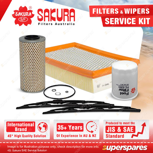 Sakura Front Wiper Blades & Filter Service Kit for Ssangyong Rexton RX290 Y200