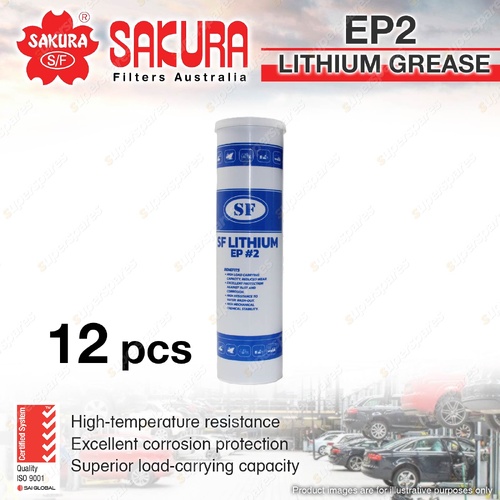 12 x Sakura SF EP2 Lithium Grease Blue Automotive & Industrial Lubricant 450g