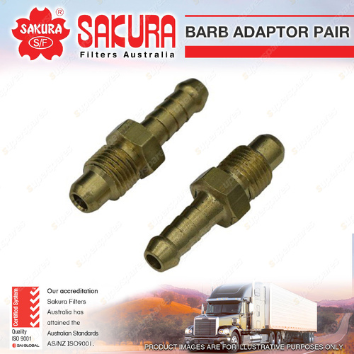 Sakura 5/16 Barb Adaptor Pair for International Acco 1850G 6.0L I6 12V 1989-2002