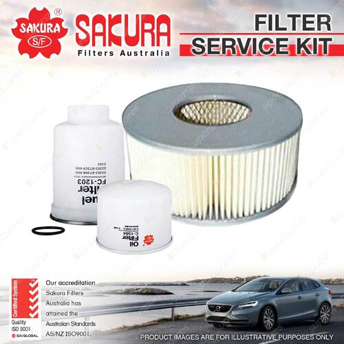Sakura Oil Air Fuel Filter Service Kit for Ford Courier SGHW S2 2.2L Diesel 4cyl