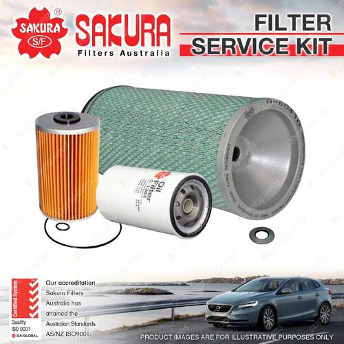 Sakura Oil Air Fuel Filter Service Kit for Hino Super Eagle 1000 900 Gh H06C-TI