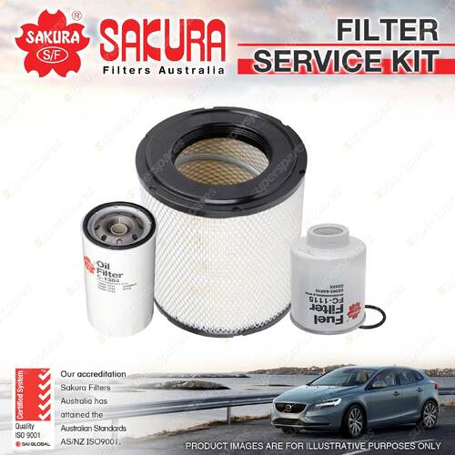 Sakura Oil Air Fuel Filter Service Kit for Hino Dutro 8500 XZU424 XZU434 03-07