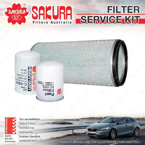 Sakura Oil Air Fuel Filter Service Kit for Isuzu F Series Fvy Fvz1400 Gvd Gvr950