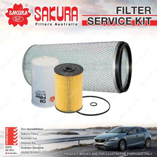 Sakura Oil Air Fuel Filter Service Kit for Hino 500 Series 2630 2632 FM1A