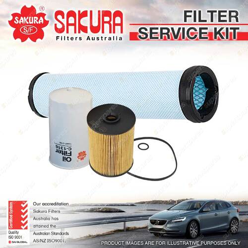 Sakura Oil Air Fuel Filter Service Kit for Hino 500 Series 1322 1527 1628 1727