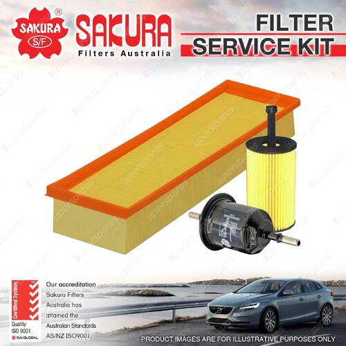 Sakura Oil Air Fuel Filter Service Kit for Citroen C3 1.4i 12/2002-03/2009