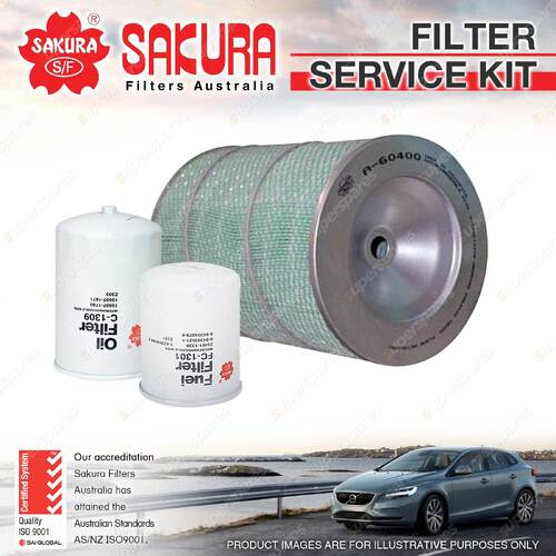 Sakura Oil Air Fuel Filter Service Kit for Hino Merlin 500 FC3 OHV 1993-1996