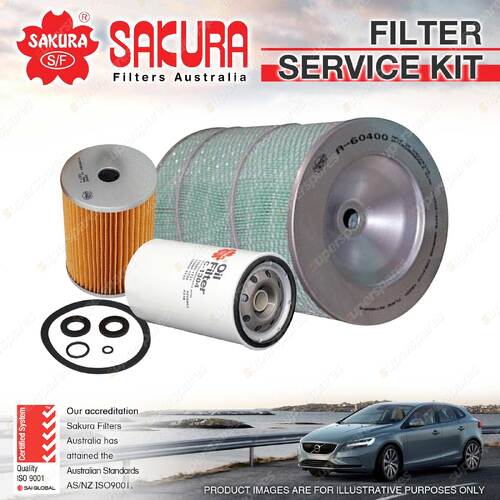 Sakura Oil Air Fuel Filter Service Kit for Hino Ranger 6 FD1 Super 5/1997-1/2003