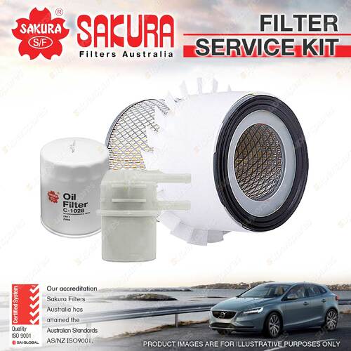 Sakura Oil Air Fuel Filter Service Kit for Mitsubishi Starwagon SJ Satelli 97-01