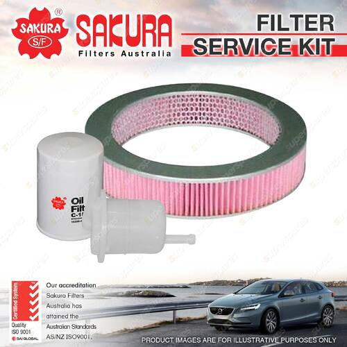 Sakura Oil Air Fuel Filter Service Kit for Nissan 200B 810 10/1977-1981