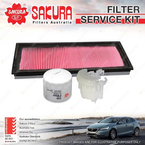Sakura Oil Air Fuel Filter Service Kit for Subaru Outback BP9 08/2007-08/2009